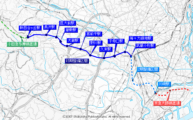 川崎縦貫高速鉄道路線計画マップ