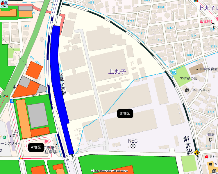 小杉駅東部地区B地区再開発マップ