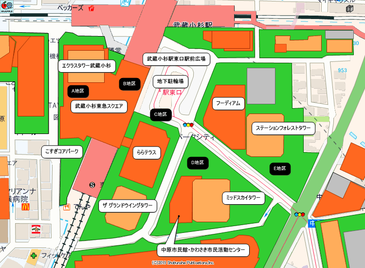 小杉駅南部地区再開発マップ