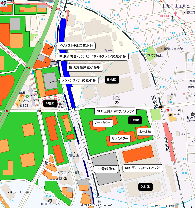 小杉駅東部地区再開発全体マップ